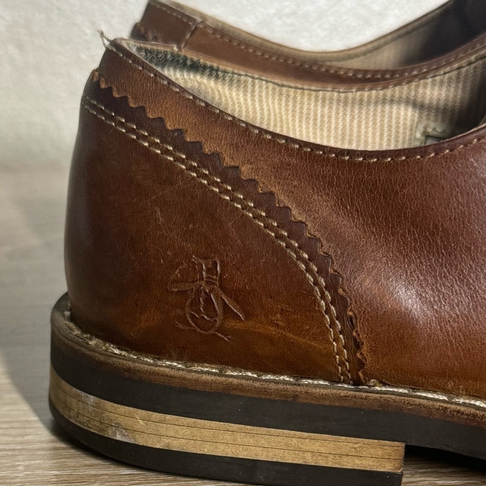 Original Penguin by Munsingwear Waylon Men’s 10 Oxford Brown Leather Dress Shoes - Picture 4 of 11